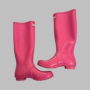 HUNTER Women’s Tall Gloss Hot Pink Rain Boots Size 9